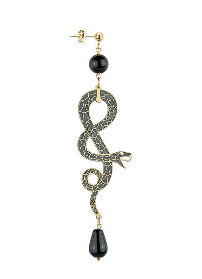 small-black-silver-coiled-snake-earring