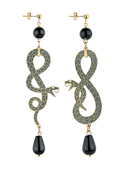 snake-eight-and-coiled-snake-mini-black-earrings