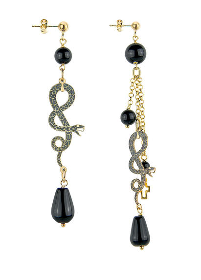 tufted-snake-coiled-and-mini-black-earrings