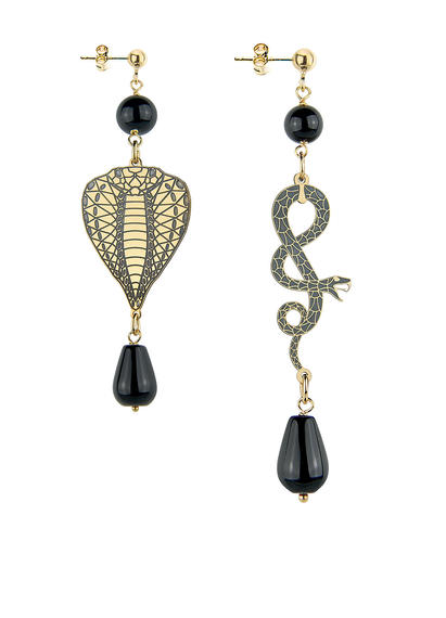 small-snake-head-and-rolled-earrings-black